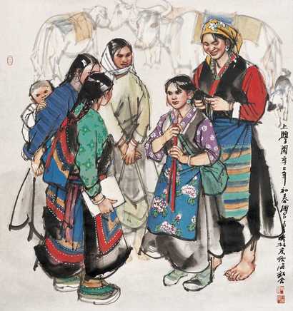 史国良 2001年作 上学图 镜心